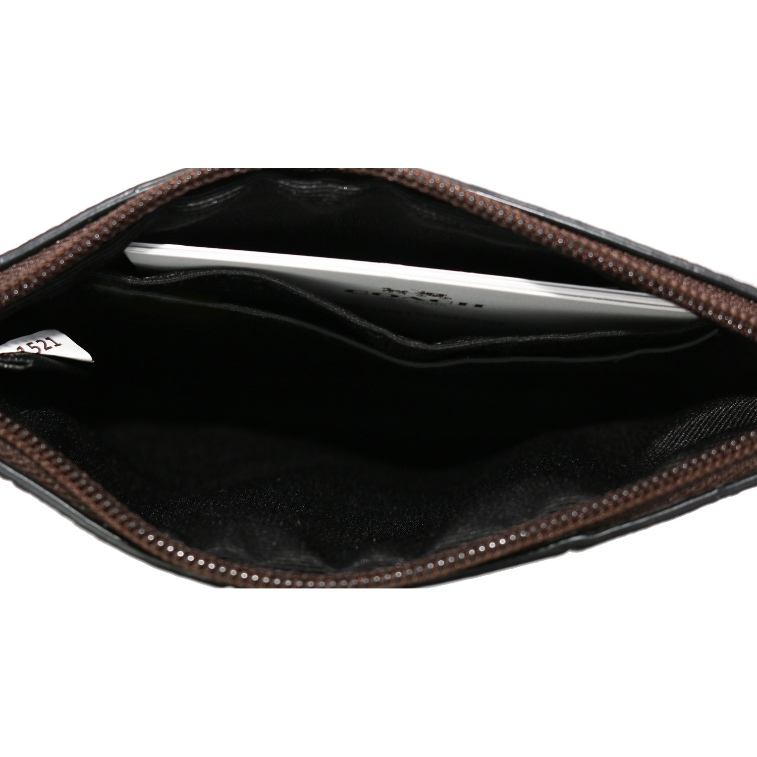 Signature Canvas Small Wristlet With Leather Brown / Black # F52860